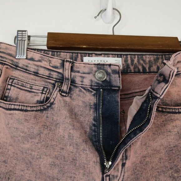 TOPSHOP Acid Wash High Rise Skinny Cropped JEANS  size 28 - Picture 7 of 14